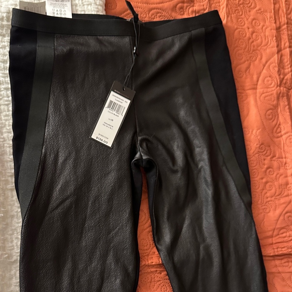 BCBGMaxAzria Black Leather Skinny Pants